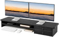 Dual Monitor Stand, 42.5 Inch Wood Monitor Riser with Drawers, 2 Tier Desktop Organizer for Computer Laptop TV, Large Screen Stand for Home Office Desk by ExaDesk