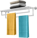Double Towel Racks for Bathroom Towel Rack with Shelf, 24 Inch Double Towel Bars, Wall Mount Towel Holder for Bathroom Lavatory, Stainless Steel Towel Rod(Brushed Nickel) by XEENEW