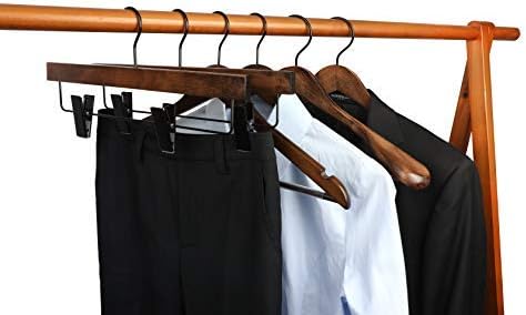 TOPIA HANGER Set of 6 Beautiful Coat Suit Jacket Wood Wooden Hangers, Premium Retro Finish with Extra-Wide Shoulder- 360° Black Hooks & Anti-Slip Bar CT02A - Image 6
