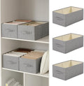 Linen Folding Storage Bins, 3 Pack Large Storage Baskets, Washable, Clothing Storage Bins with Handle, Closet Organizer for Storage Sweater,Sheets(dark grey, 18½"x11 x8½) by Unknown