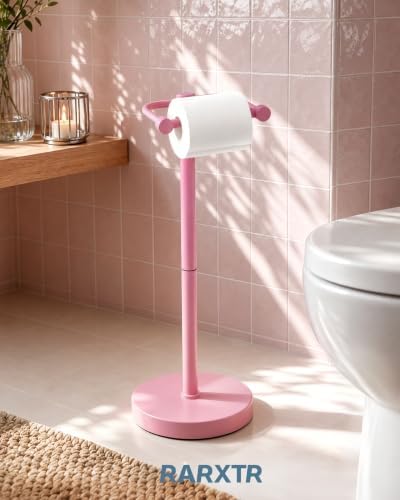 RARXTR Toilet Paper Holder Stand with Heavy Stable Base No Tipping Pink - Image 2