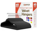 Black Velvet Hangers 60 Pack – 360° Swivel Hook, Non-Slip and Space Saving Hangers, Heavy-Duty 11 lbs Weight Capacity - Smooth Velvet Finish for Crease-Free Clothes and Effortless Closet Organization by Campior