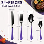24 Piece Stainless Steel Silverware Set with Expandable Drawer Organizer - Image 7