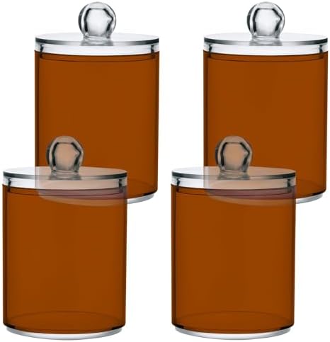 4 Pack Qtip Holder Dispenser with Lids,Brown Red Storage Containers,Bathroom Canisters Organizer for Cotton Ball,Cotton Swab,Cotton Round Pads,Floss 21214711 by Unknown