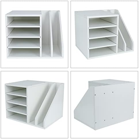 PAG-Mass Wood Desktop File Holder Organizer Mail Sorter for File Folders, Mails, Envelopes, Mailing Supplies or Magazines, White - Image 3