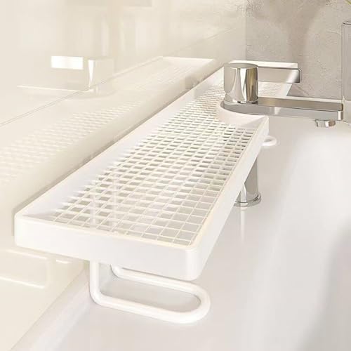 Sink Organizer Rack,No-Drill Freestanding Carbon Steel Faucet Storage Shelf, Washbasin Shelf, Tool-Free Organizer, Space-Saving Bathroom Countertop Organizer, Easy Drainage New (White Large) - Image 4