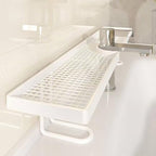 Sink Organizer Rack,No-Drill Freestanding Carbon Steel Faucet Storage Shelf, Washbasin Shelf, Tool-Free Organizer, Space-Saving Bathroom Countertop Organizer, Easy Drainage New (White Large) - Image 4
