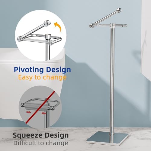 RUACQ Bathroom Toilet Paper Holder Stand, Chrome - Image 3