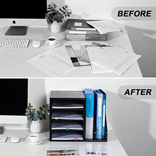 PAG-Mass Wood Desktop File Holder Organizer Mail Sorter for File Folders, Mails, Envelopes, Mailing Supplies or Magazines, Black - Image 5