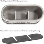 Creative Scents Crackled Glass Silver Toothbrush and Toothpaste Holder for Bathroom - Decorative Bathroom Counter Electric Toothbrush Organizer, 3 Slot, Makeup Brush Holder - Image 3