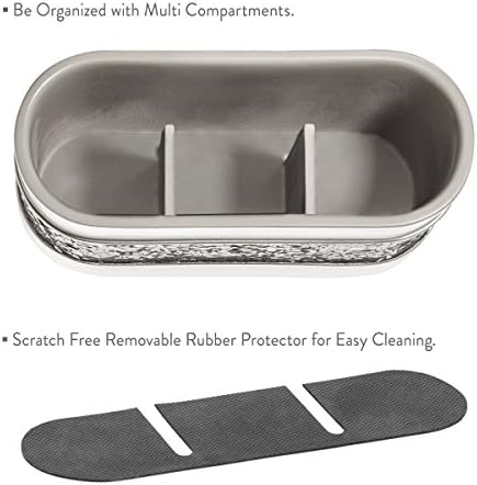 Creative Scents Crackled Glass Silver Toothbrush and Toothpaste Holder for Bathroom - Decorative Bathroom Counter Electric Toothbrush Organizer, 3 Slot, Makeup Brush Holder - Image 3