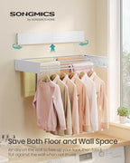 SONGMICS Clothes Drying Rack, Wall-Mounted, Foldable, with Storage Shelf - Image 3