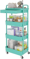 Calmootey 4-Tier Utility Cart with Drawer & Wheels, Storage for Home,Office by Calmootey
