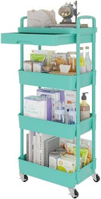 Calmootey 4-Tier Utility Cart with Drawer & Wheels, Storage for Home,Office by Calmootey