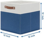 Temary Collapsible Storage Boxes - 12x12 Blue Cube Storage Bins with Handles for Organizing Home, White&Blue - Image 2