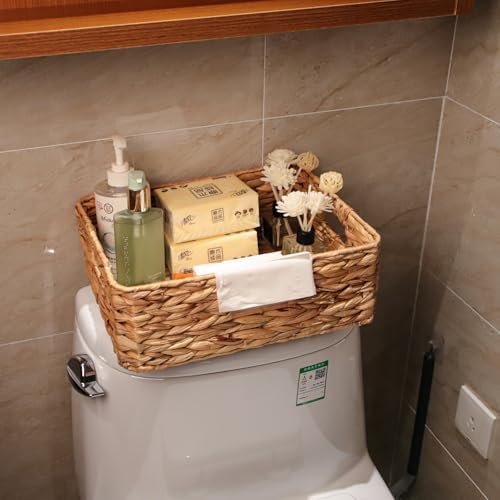 Rectangular Wicker Shelf Basket, Square Water Hyacinth Woven Storage Basket - Image 5