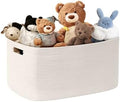 60L Woven Laundry Basket Hamper with Handles, White by SunNewt