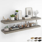 RICHFOCUS Long Floating Shelves for Wall 2Pack, Grey, 55" Lx8 D by RICHFOCUS