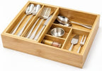 Bamboo 2-Tier Utensil Organizer for Kitchen Drawer Modular Pantry Organizer by Unknown