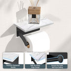 FORIOUS Natural Marble Toilet Paper Holder with Phone Shelf, Commercial - Image 4