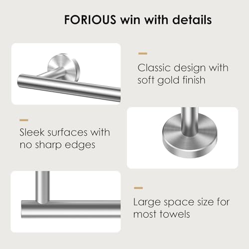 FORIOUS Towel Bar Towel Racks for Bathroom Wall Mounted 24" Brushed Nickel - Image 5