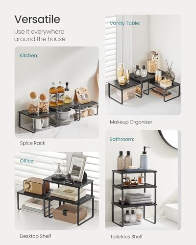 SONGMICS Cabinet Organizer Shelf, Set of 3 Spice Rack, Kitchen Storage - Image 5