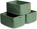 NaturalCozy Storage Baskets 16.8”x13”x7.6” Cotton Rope Woven Baskets for Organizing 3-Pack | Toy Storage Bins | Basket for Shelves, Laundry, Blanket, Clothes, Closet, Kitchen, Bathroom, Gifts by NaturalCozy