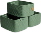 NaturalCozy Storage Baskets 16.8”x13”x7.6” Cotton Rope Woven Baskets for Organizing 3-Pack | Toy Storage Bins | Basket for Shelves, Laundry, Blanket, Clothes, Closet, Kitchen, Bathroom, Gifts by NaturalCozy