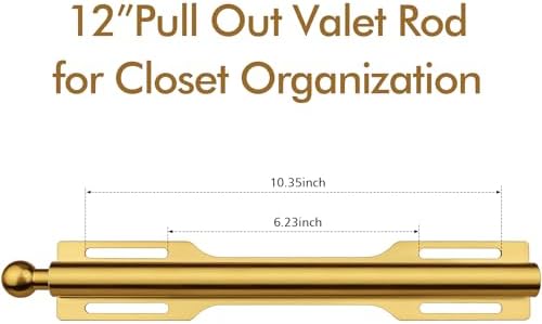 12" Valet Rod for Closet Pull Out (2 Pack, Brushed Gold) - Image 3