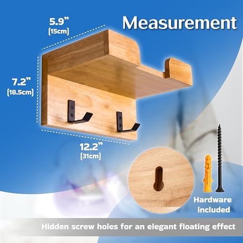 Solid Wood Ironing Board Hanger Wall Mount - Laundry Room Organization & Storage - Wooden T Shaped Leg Iron Board Holder Cabinet - Laundry Room Decor Accessories - Handheld Garment Steamer Iron Holder - Image 3