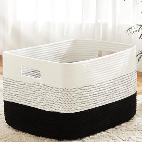 Artfeel Blanket Basket,Rectangle Woven Baskets for Storage,65L Laundry Basket for Decorative Nursery Blanket,Toys,Dirty Clothes and Magazine in Shelves,Baby Room,and Living Room by Artfeel