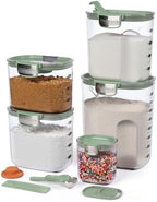 ProKeeper+ Airtight Food Storage Container Set – Clear Plastic Flour and Sugar Canister Set with Magnetic Accessories for Kitchen Organization (Pistachio, 9-Piece) by Unknown