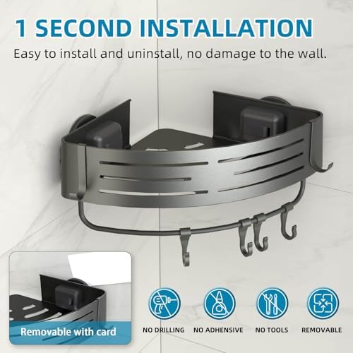 Onemake Corner Shower Caddy with Suction Cups, 2-Pack Shelves for Bathroom - Image 5