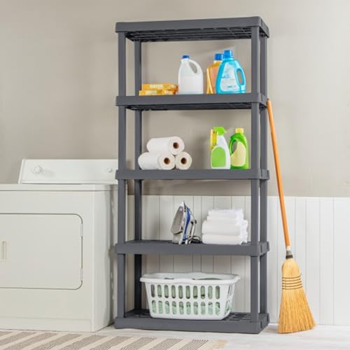 Sterilite 5 Shelf Unit, Heavy-Duty Plastic Utility Storage Rack, 3-Pack - Image 4