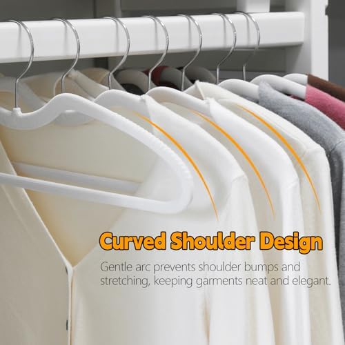 30 Pack Velvet Hangers, Short Neck Non Slip Slim Hangers with 360° Swivel Hook, Space Saving Clothes Hangers for Shirts, Dresses, Sweaters, White - Image 5