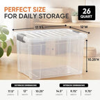 Superio 26.5 Quart Clear Plastic Storage Boxes with Lids, Stackable Organizer Containers, BPA-Free Storage Bins for Home, Office, School & Dorm, 1 Pack - Image 3