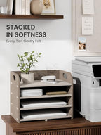 Fluxynara 4-Tier Felt File Organizer with Carry Handles, Natural Stone - Image 2