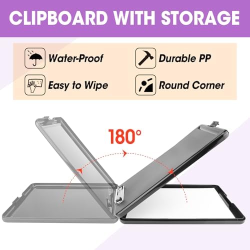 8 Pack Clipboard with Storage, High Capacity Storage Clipboard 8.5 x 11 with Pen Holder, Letter / A4 Size, Inner Plastic Folder Attached for Teacher Office Home, Size 13.4 x 9.4 x 0.9 in - Image 4