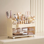 HBlife Makeup Organizer for Vanity with Brush Holder, Large Bathroom Countertop Cosmetic Organizer Skin Care Storage, Easy to Store Lipsticks, Nail Polishes, Perfumes, Eyeshadow Palettes, Beige - Image 2