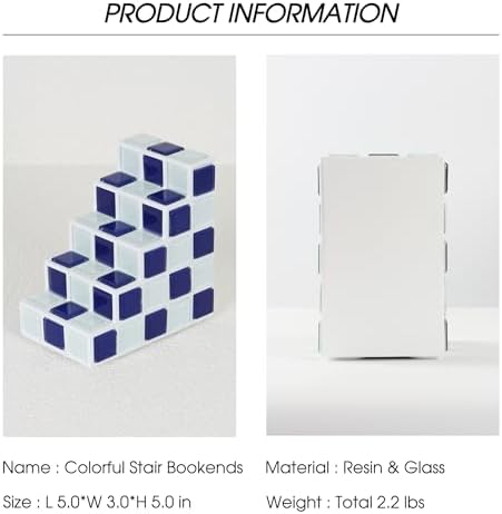Decorative Bookends for Shelves Stair Book Ends for Heavy Books - Image 2