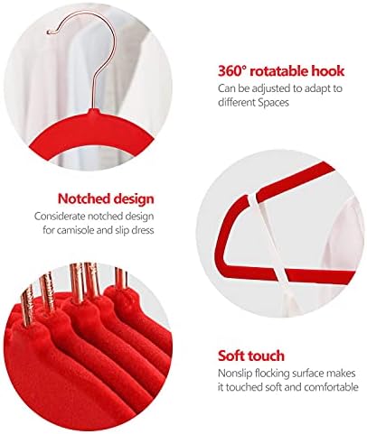 DLD Velvet Hangers Non Slip Suit Hangers 50 Pack， Space Saving Clothes Hanger Premium Velvet Non Slip Hanger Ultra Thin Adult Hanger for Coats, 360° Rotating Silver Hook - Image 2