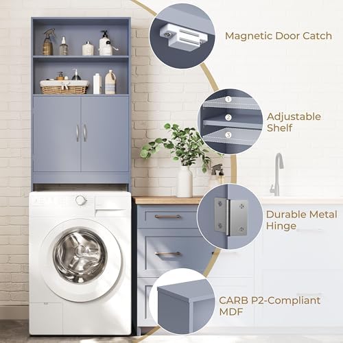 Yaheetech 77'' H Over the Toilet Storage Cabinet, Bathroom Organizer, Gray - Image 6