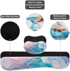 QiyI PU Leather Desk Mat Set, 4-in-1 Ergonomic Wrist Rest, Blue Pink Fluid - Image 6
