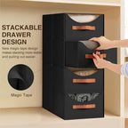 Homsorout Stackable Storage Drawers - Large Collapsible Storage Bins with Drawers, 6 Pack Closet Shelf Organizer Basket, Fabric Pull Out Organizer for Bedroom, Living Room, Dorm, Black - Image 6