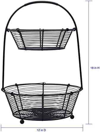 Gourmet Basics by Mikasa Tulsa Fruit Metal Storage Basket, 2-Tier - Image 3