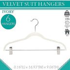 Simplify 24 Pack Velvet Hangers with Clips | Skirt and Pants | Slim Space Saving | Closet Organization | Non-Slip | Prevent Creases | Swivel Neck | Durable | Ivory - Image 2