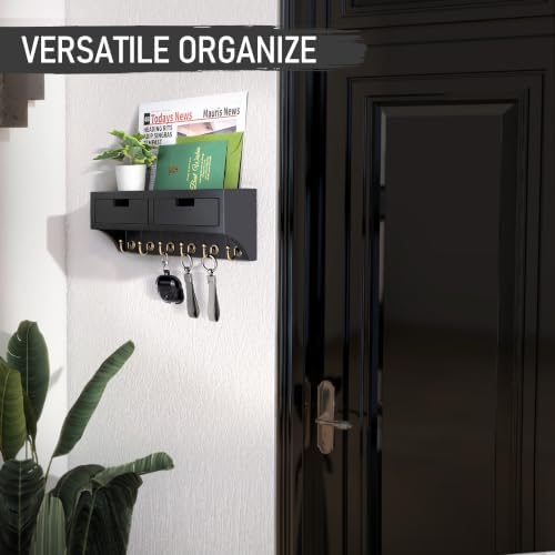 Rebee Vision Key Holder Wall Mount with 2 Drawers for Home Decor, Black - Image 5