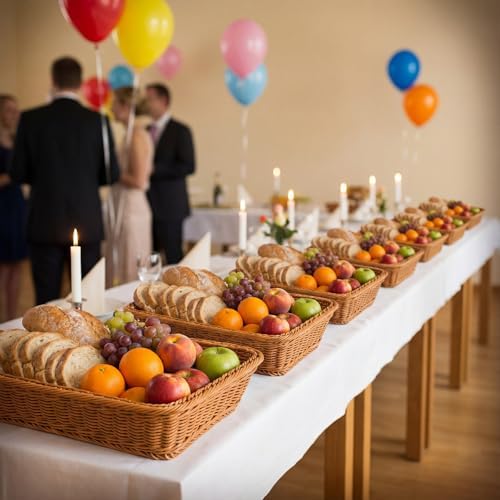 Eccliy 20 Pack Wicker Bread Baskets Woven Serving Basket, 15.8 Inch - Image 5
