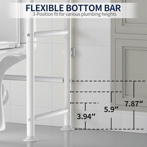 GloTika 3-Tier Over Toilet Storage Rack, Anti-Wobble, White - Image 4