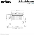 Kraus Stainless Steel Colander, 17 1/2" x 9 1/2" x 2 1/4", CS-2 - Image 2